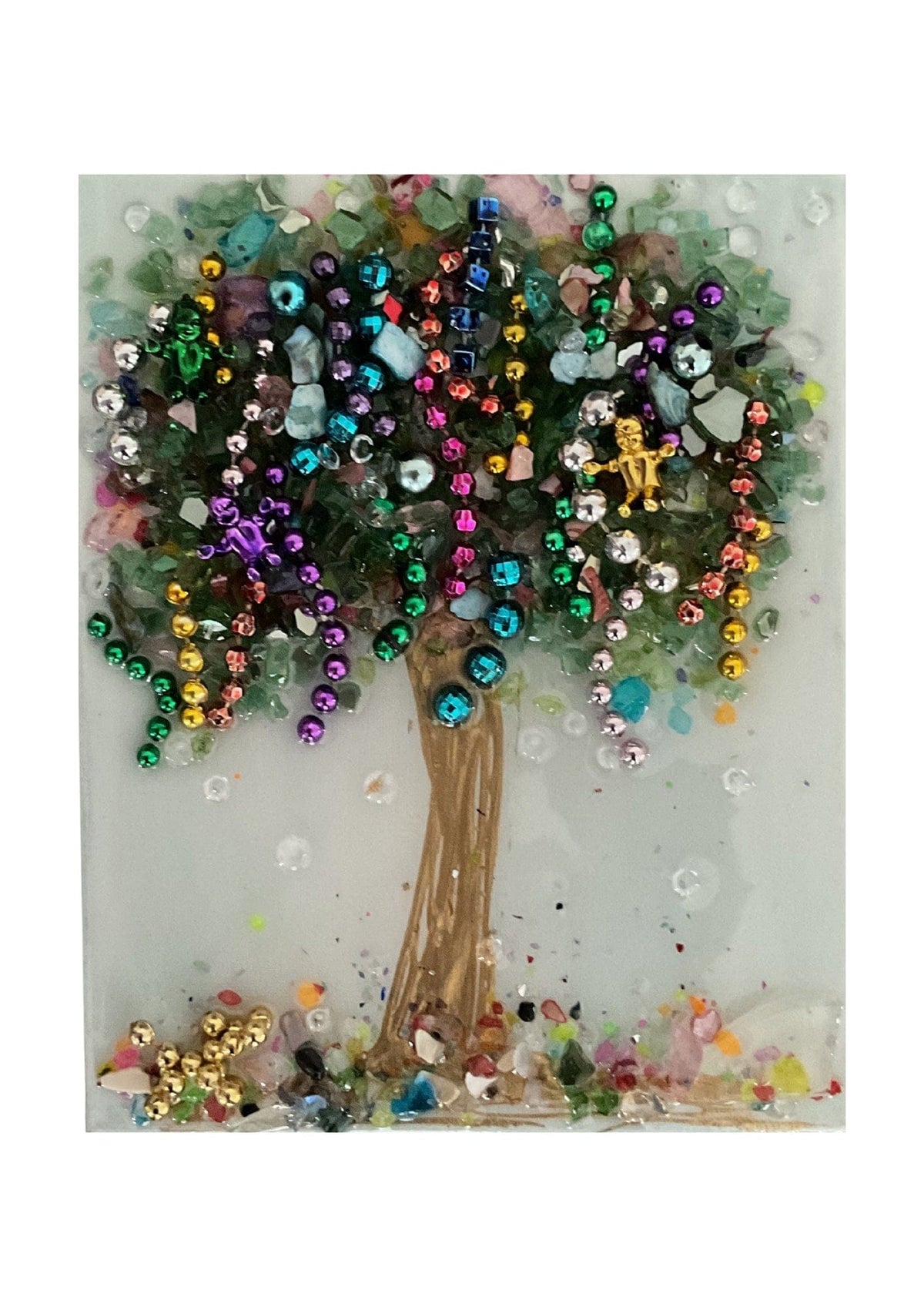 mardi gras art tree glass