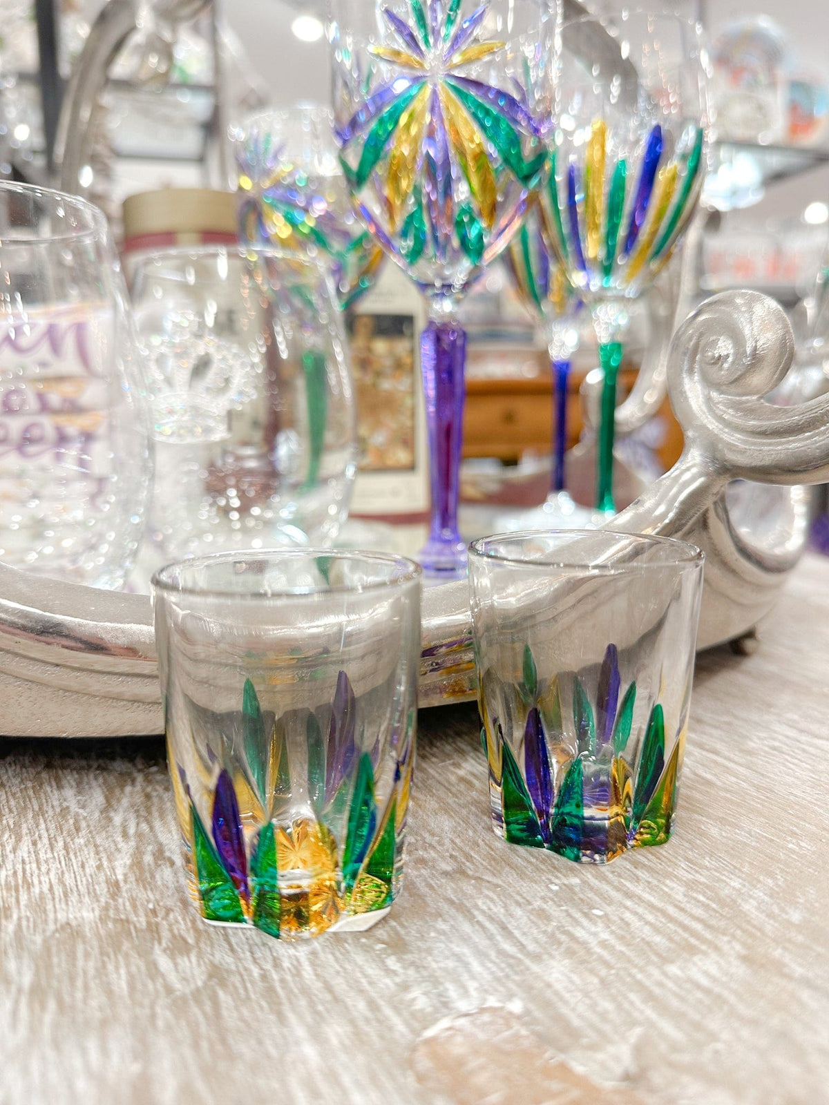 mardi gras glass shot glass