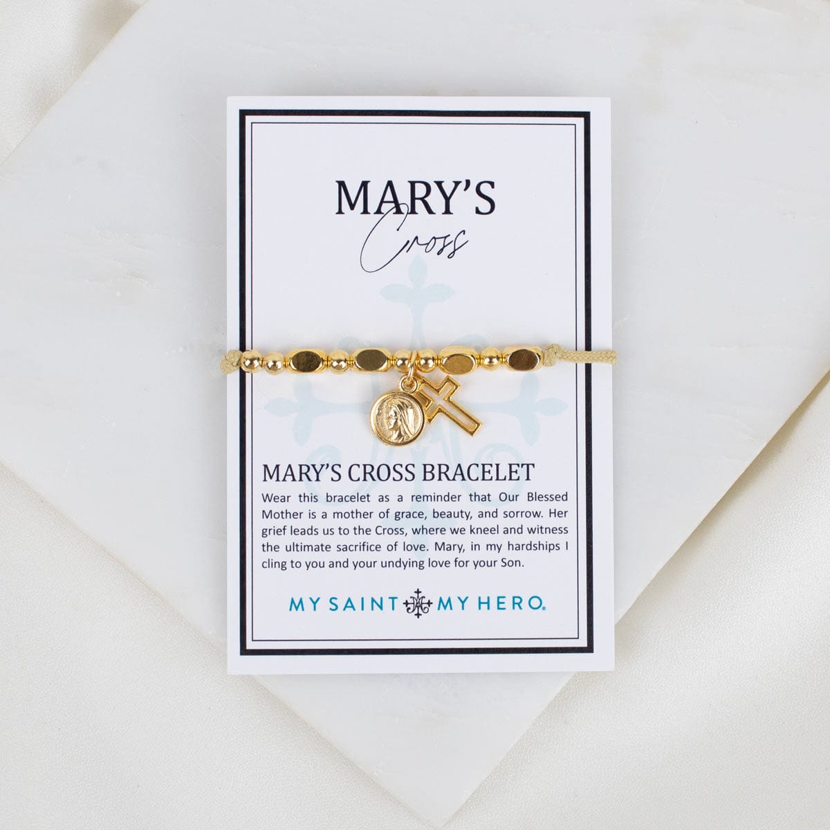 My Saint My Hero Little Saint Bracelet Mary's Our Lady Of Peace/Divine Mercy/Cross Gold - Little Miss Muffin Children & Home