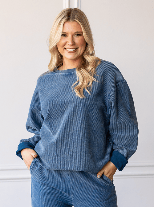 navy corded sweatshirt