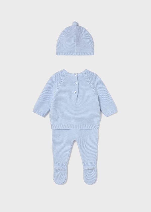 Mayoral Usa Inc 3 Piece Newborn Knit Set in Sky - Little Miss Muffin Children & Home