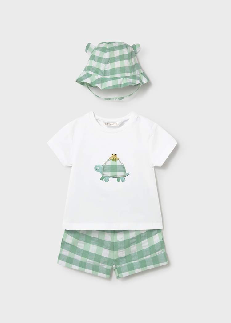 3-Piece Newborn Shorts Set with Hat