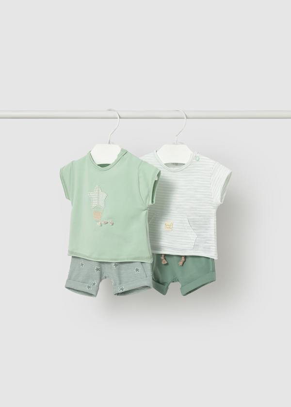 Newborn Knit T-Shirt & Shorts Set in Seaweed, 2 Colors Available