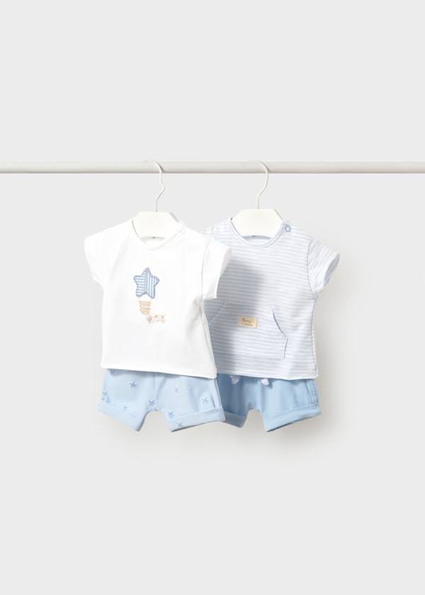 Newborn Knit T-Shirt & Shorts Set in Sky, 2 Colors Available