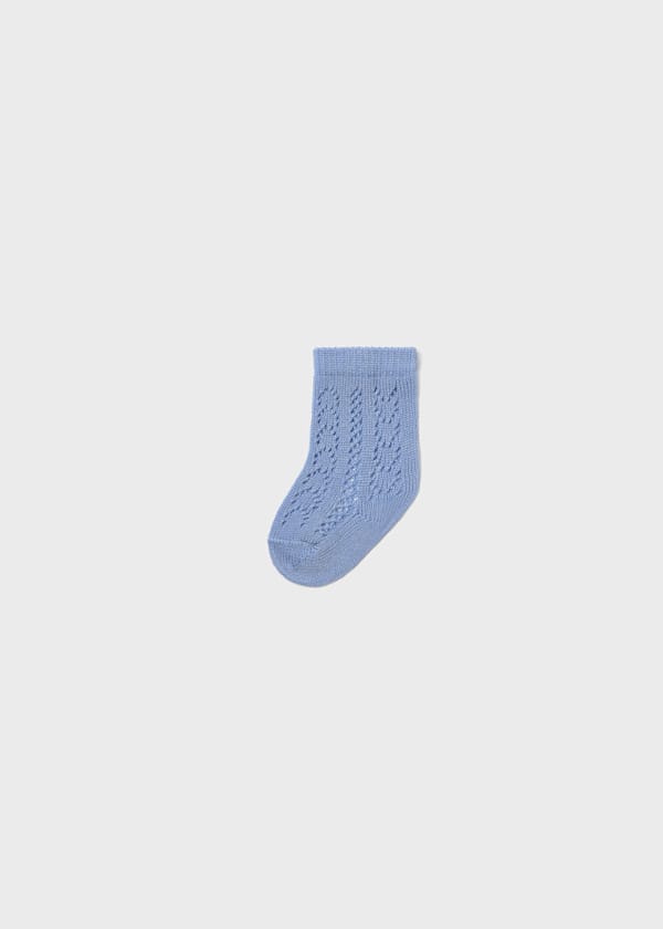 Newborn Openwork Crew Socks in Blue