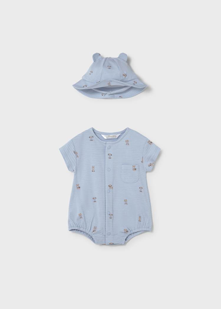 Newborn Romper & Hat Set in Sky