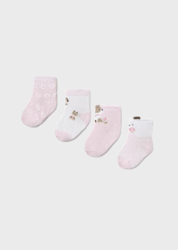 Mayoral Usa Inc 4 Pack Newborn Sock Set in Baby Pink - Little Miss Muffin Children & Home