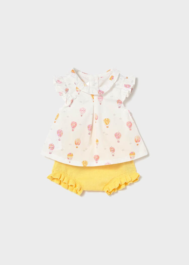 Newborn Ruffled Blouse & Bloomers Set in Sunny