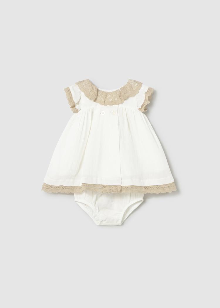 Lace Trimmed Gauze Dress with Bloomers