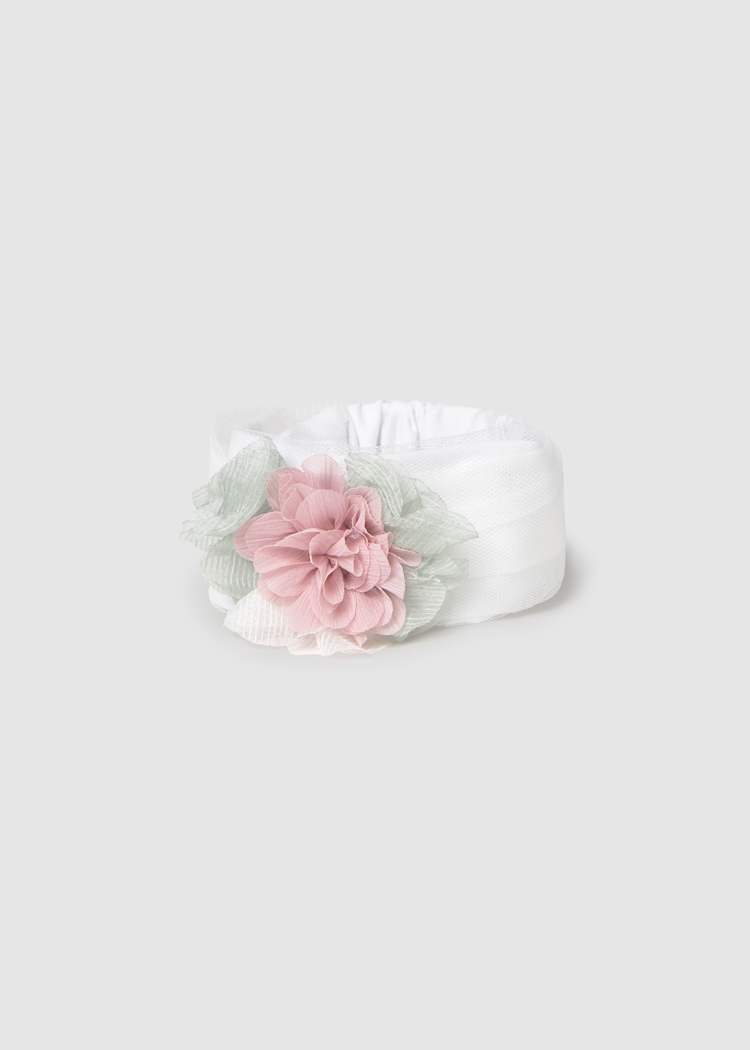 Newborn Headband with Flower in White