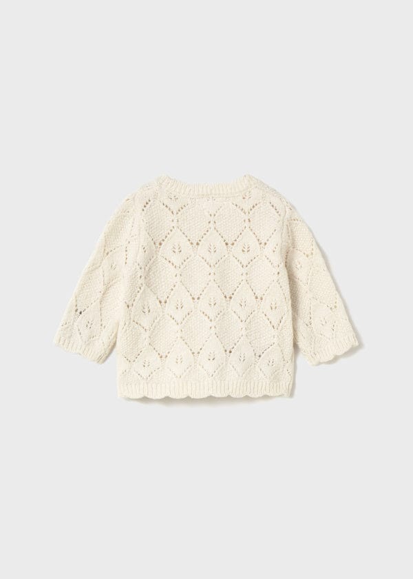 Mayoral Usa Inc Newborn Openwork Knit Cardigan in Heather Milk - Little Miss Muffin Children & Home