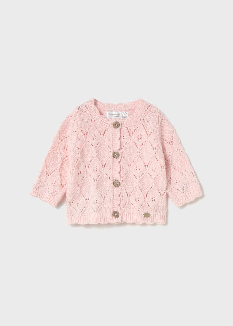 newborn girl pink knit cardigan