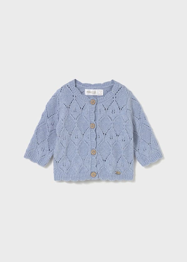 Mayoral Usa Inc Newborn Openwork Knit Cardigan in Sky Blue - Little Miss Muffin Children & Home