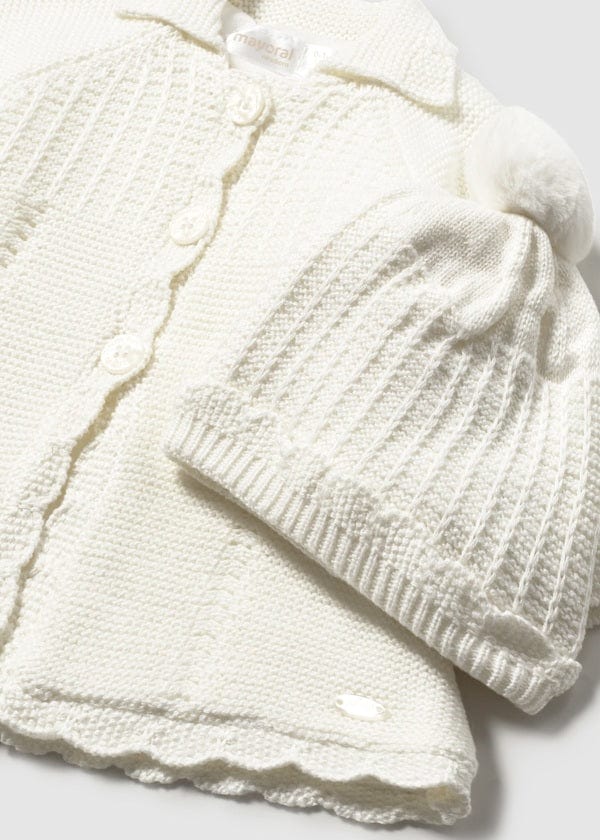 newborn girl knit hat and coat set