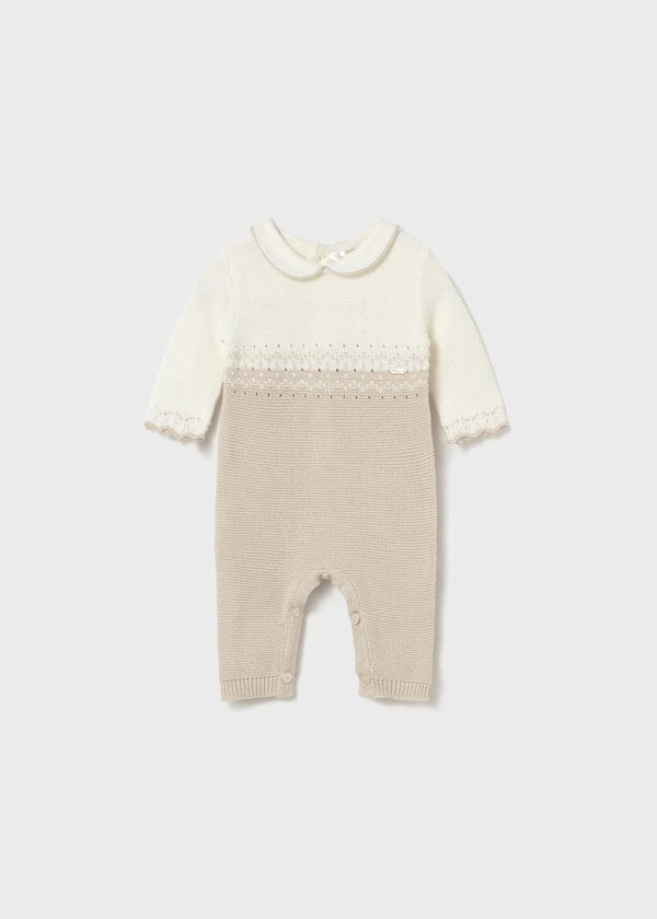 newborn tan knit onsie