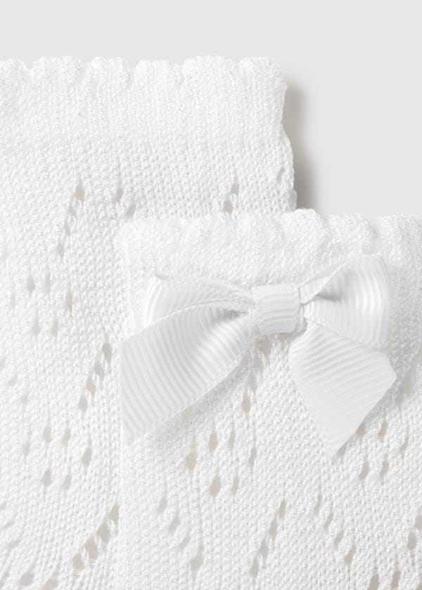 Newborn Openwork Bow Socks in White