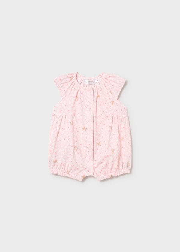 Newborn Printed Romper in Baby Pink