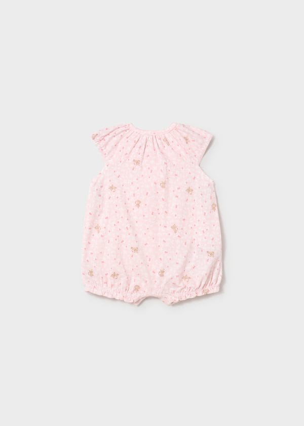 Newborn Printed Romper in Baby Pink