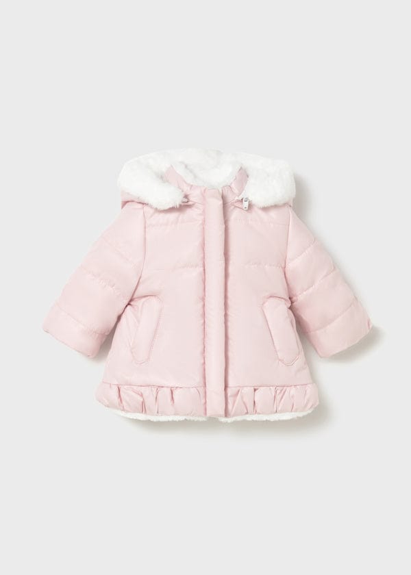 newborn girl pink reversible coat