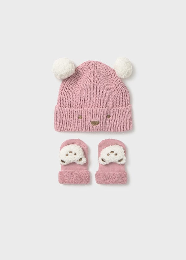 pink beanie hat and socks set