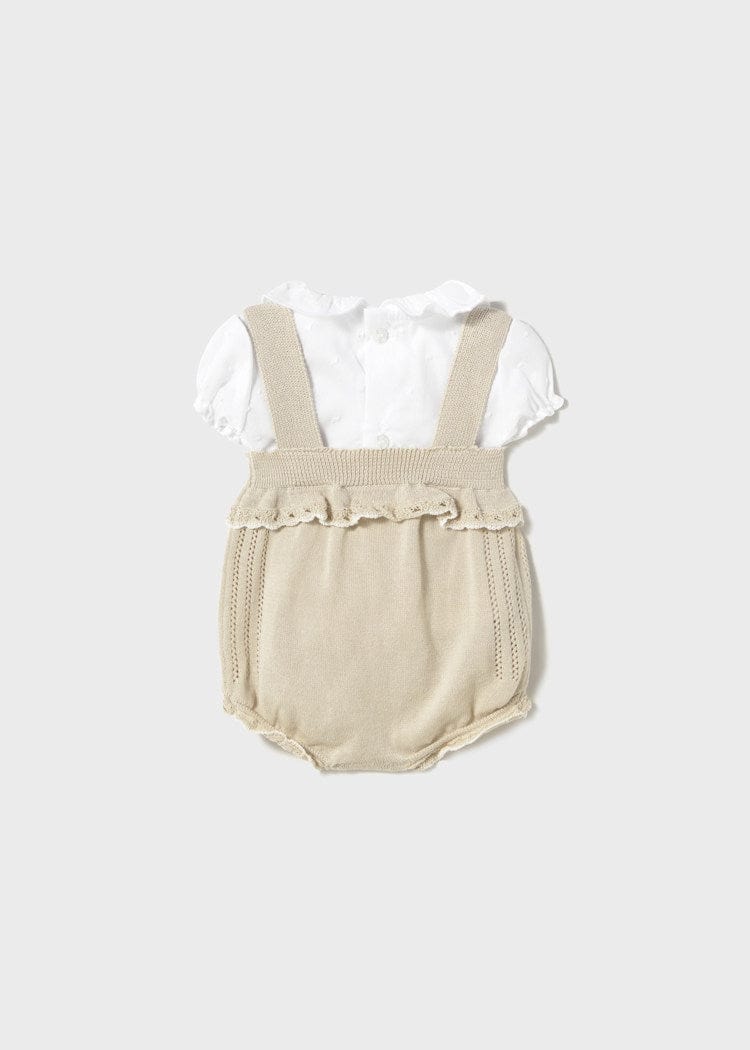 Mayoral Usa Inc Mayoral Knit Overall & Blouse Set in Stone - Little Miss Muffin Children & Home
