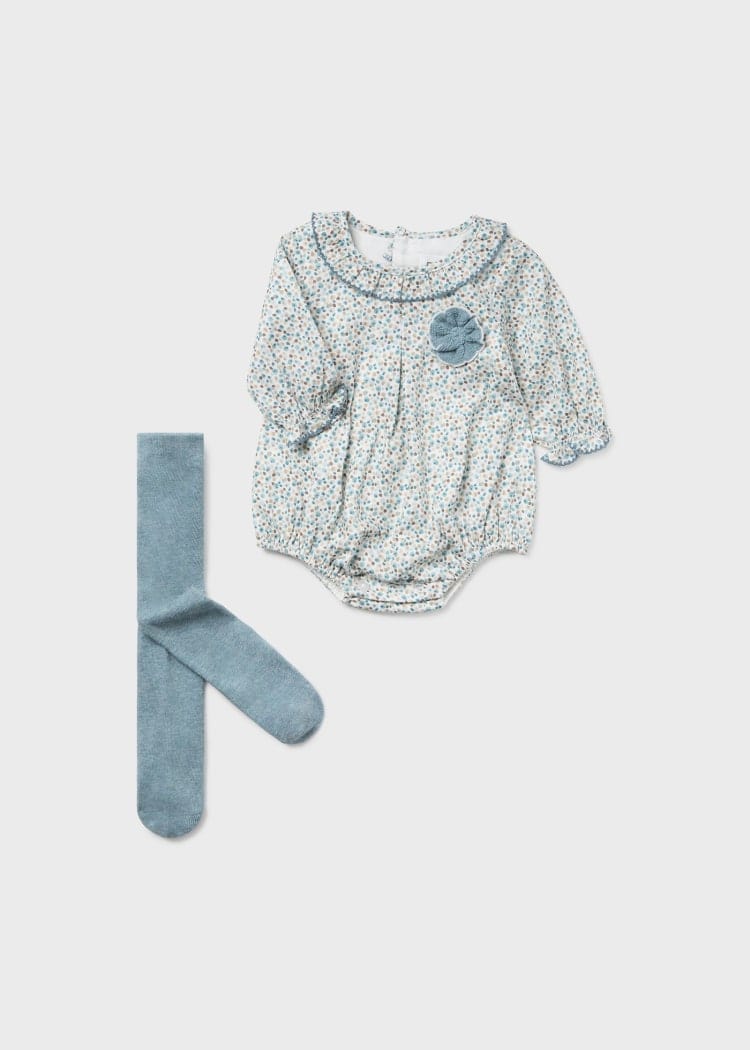 Mayoral Usa Inc Mayoral Floral Romper & Leggings Set in Iceberg - Little Miss Muffin Children & Home