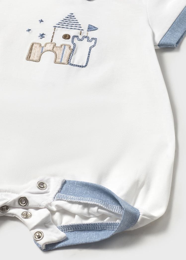 Mayoral Usa Inc Mayoral Embroidered Castle Short Romper - Little Miss Muffin Children & Home