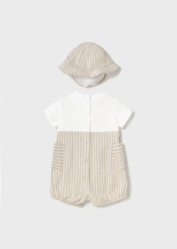 Mayoral Usa Inc Mayoral Striped Overall Romper & Hat Set - Little Miss Muffin Children & Home
