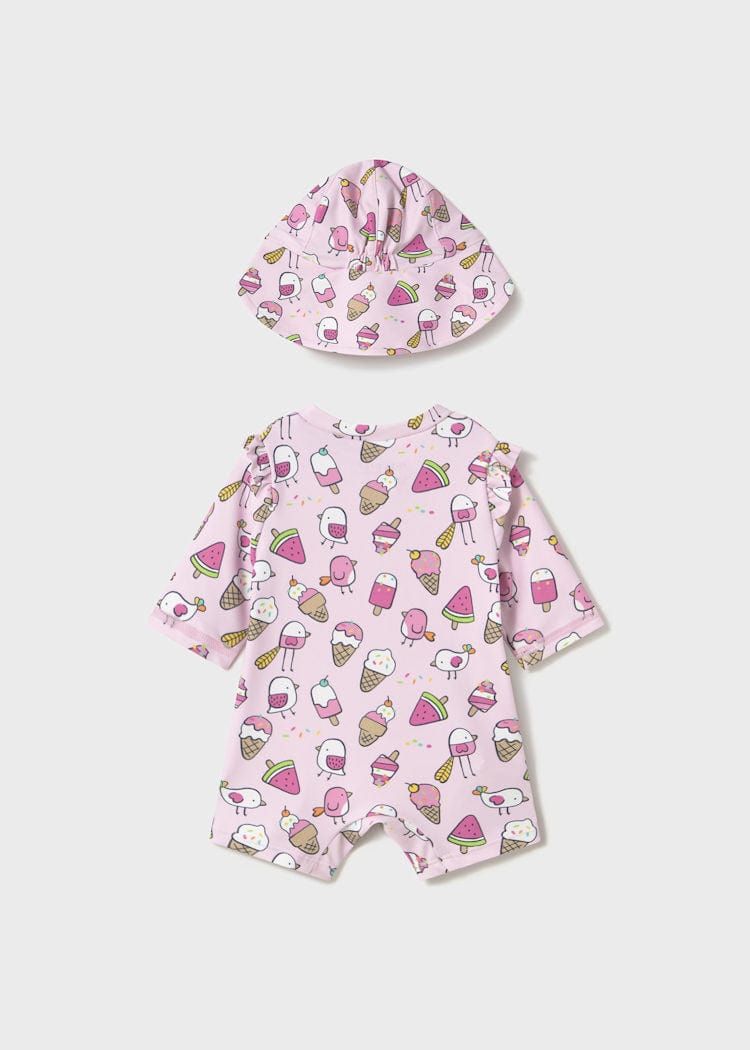 Mayoral Usa Inc Mayoral Sun Protection Swim Romper with Hat in Petal - Little Miss Muffin Children & Home