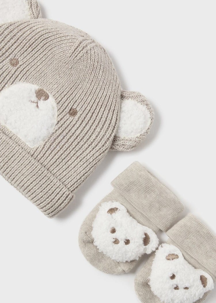 Mayoral Usa Inc Mayoral Teddy Hat & Socks Set for Baby in Sesame - Little Miss Muffin Children & Home