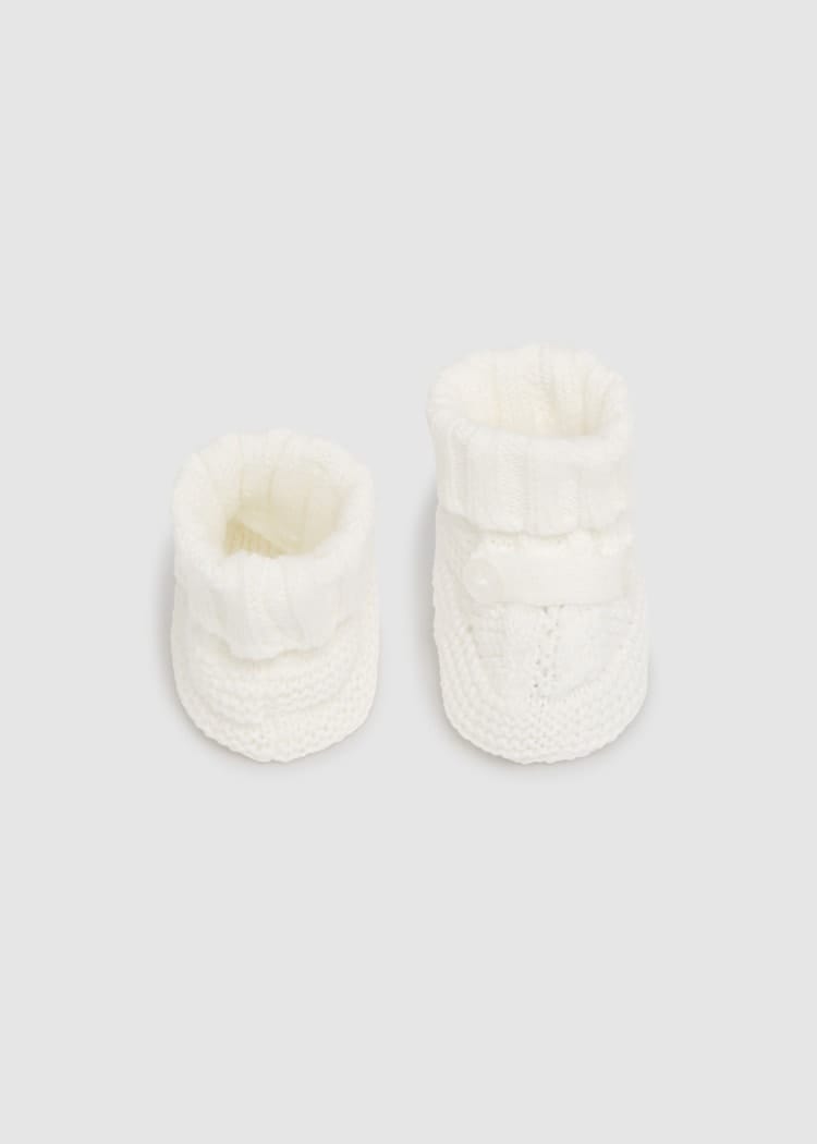 Mayoral Usa Inc Mayoral Newborn Tricot Booties in Off White - Little Miss Muffin Children & Home