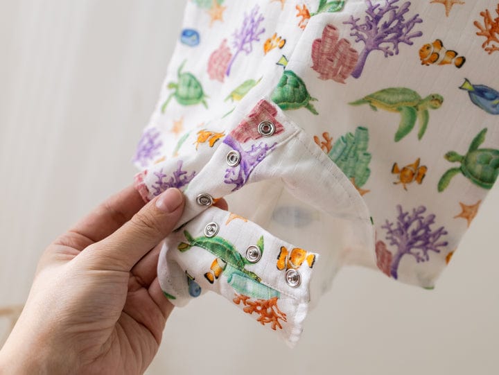 Nola Tawk Nola Tawk Just Keep Swimming Organic Muslin Shortall - Little Miss Muffin Children & Home