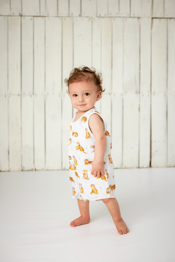 Nola Tawk Nola Tawk MVC: Louisiana Tigers Organic Muslin Shortall - Little Miss Muffin Children & Home