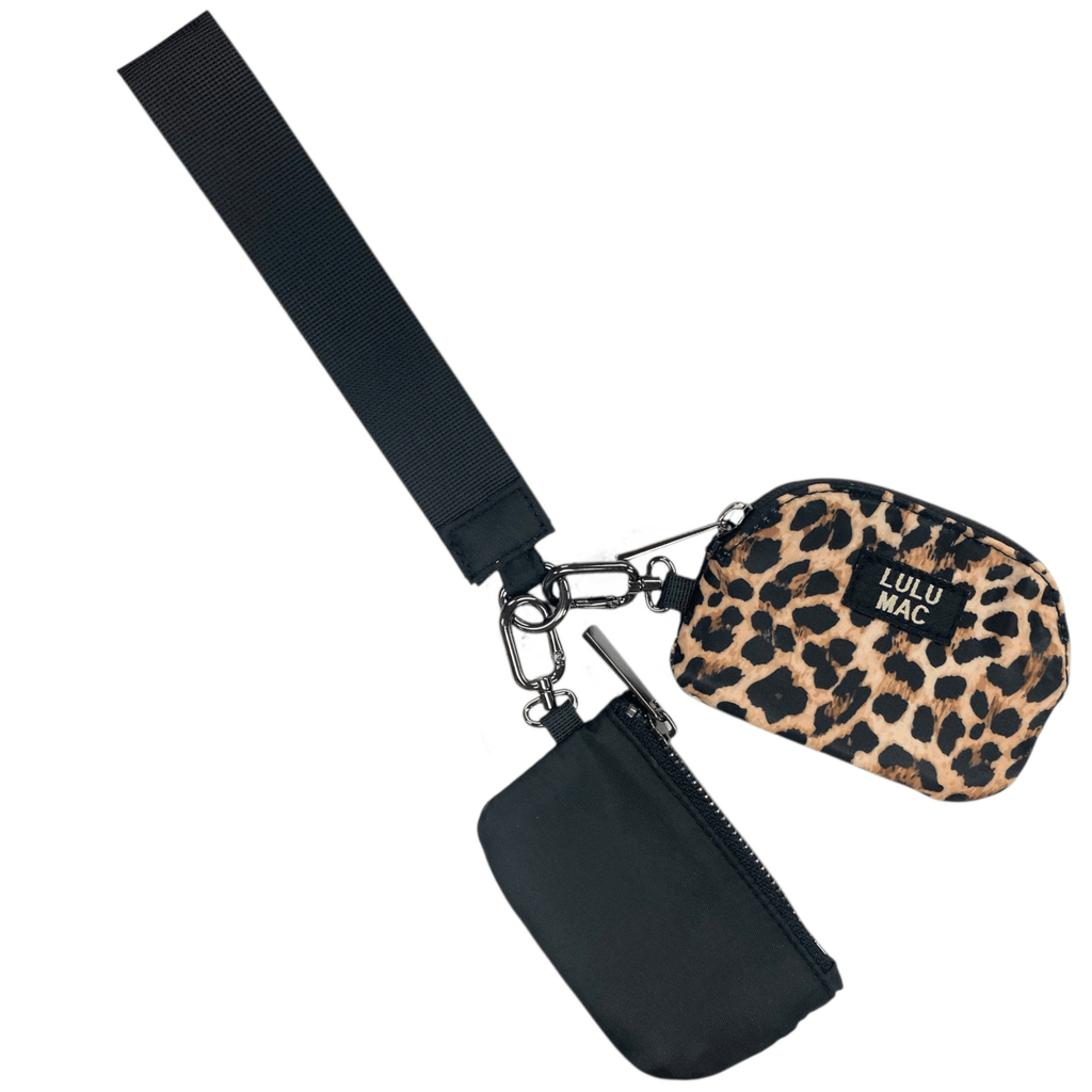 Black/Leopard Lulu Mac Double Pouch Wristlet