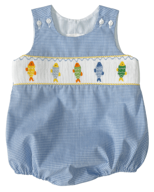 Lulu Bebe Lulu Bebe Fish Smocked Cam Bubble - Little Miss Muffin Children & Home