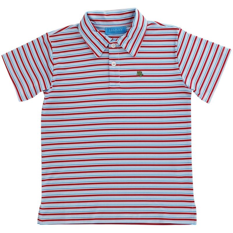 Bailey Boys Henry Performance Short Sleeve Stripe Polo in Biltmore - Little Miss Muffin Children & Home