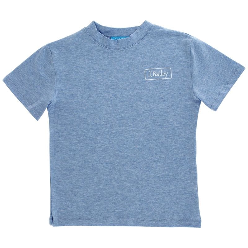 Bailey Boys Short Sleeve Logo Tee, Retriever on Heather Blue - Little Miss Muffin Children & Home