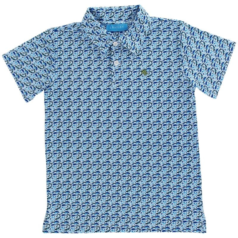 Bailey Boys Henry Short Sleeve Performance Polo, Blue Shark - Little Miss Muffin Children & Home