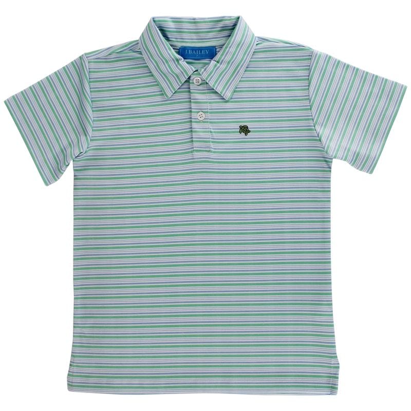Bailey Boys Henry Performance Short Sleeve Stripe Polo in Pinehurst - Little Miss Muffin Children & Home