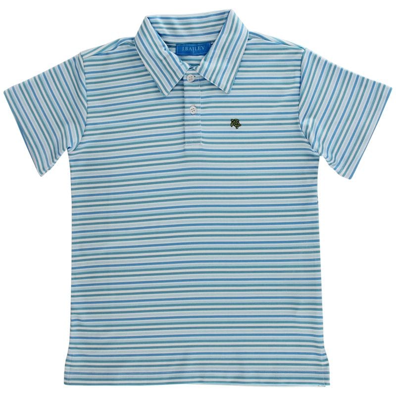 Bailey Boys Henry Performance Short Sleeve Stripe Polo in Bluffton - Little Miss Muffin Children & Home