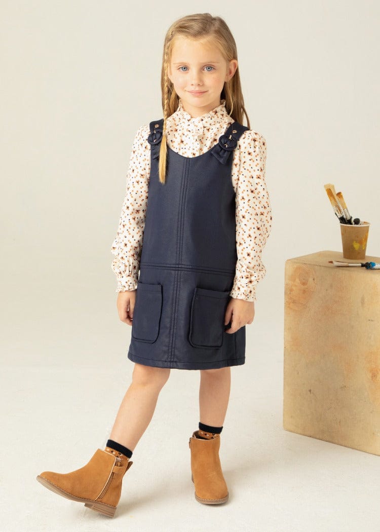 Mayoral Girls Pinafore Dress in Navy