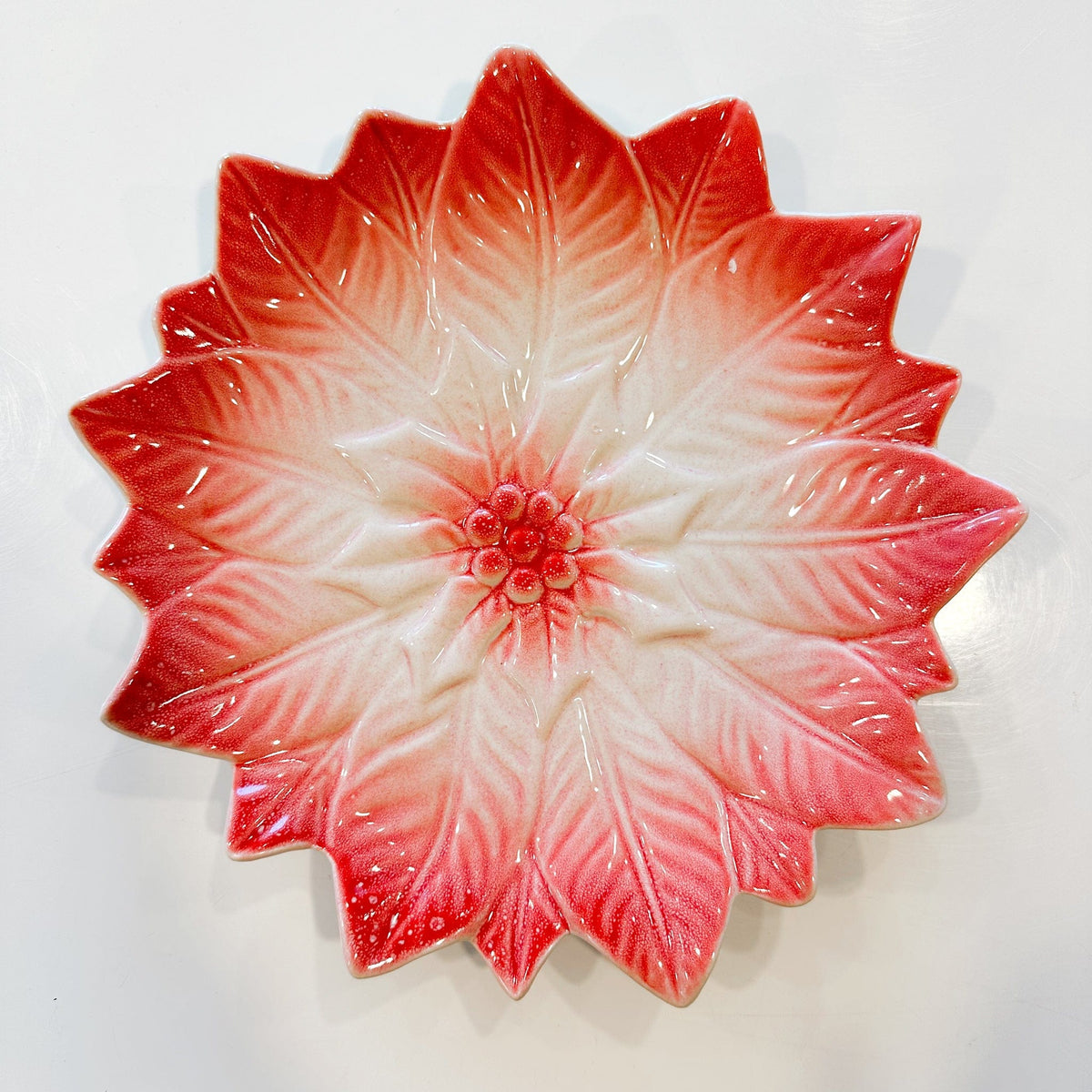 stone ware poinsetta plate dish