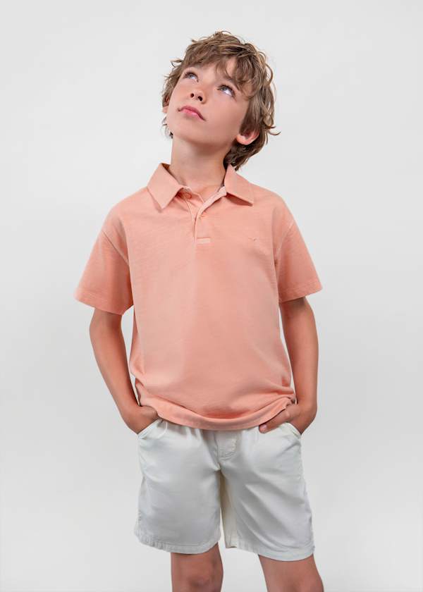 Short Sleeve Polo Shirt in Coral