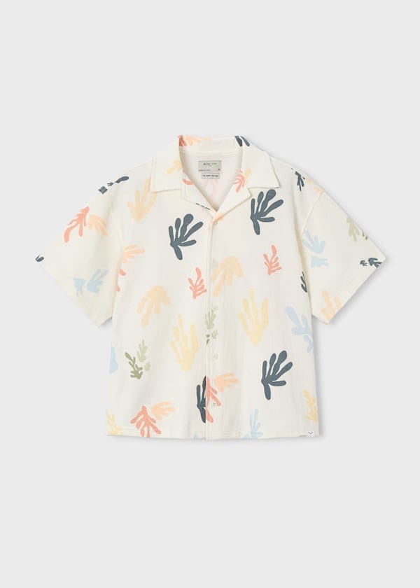 Printed Button Up Shirt in Cream