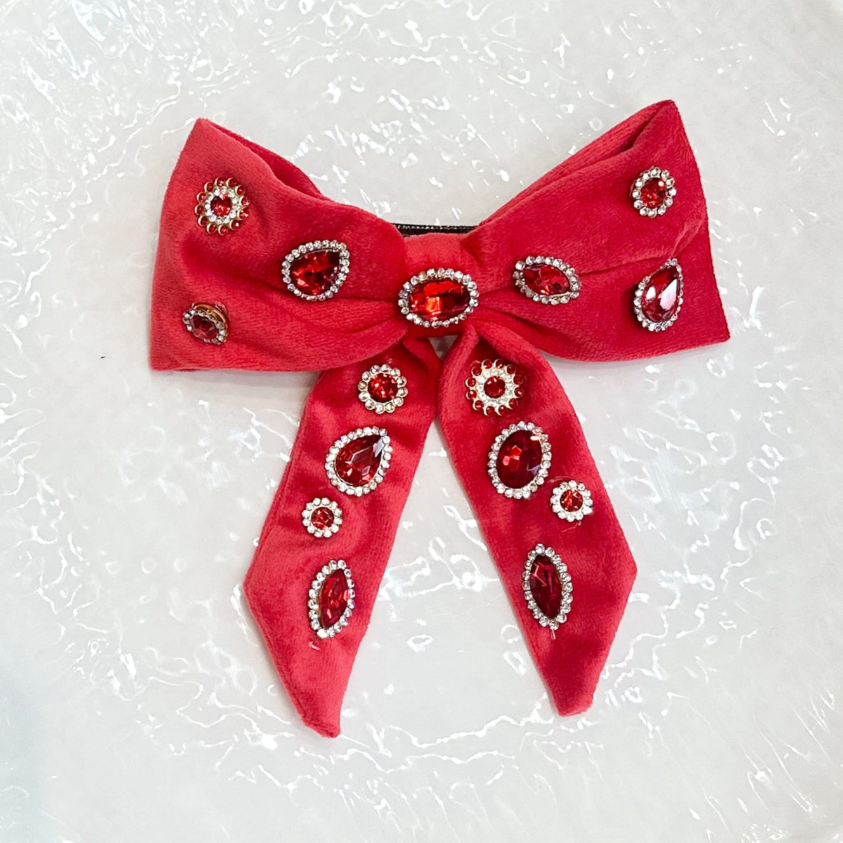 Red velvet sparkle Christmas bow