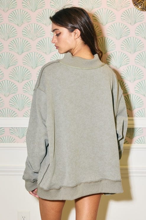 sage mock neck sweater