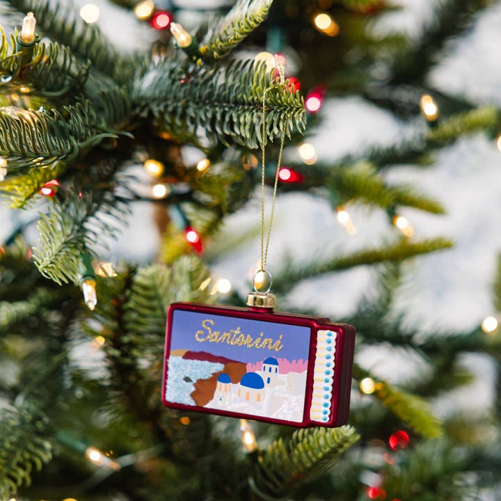 santorini christmas ornament
