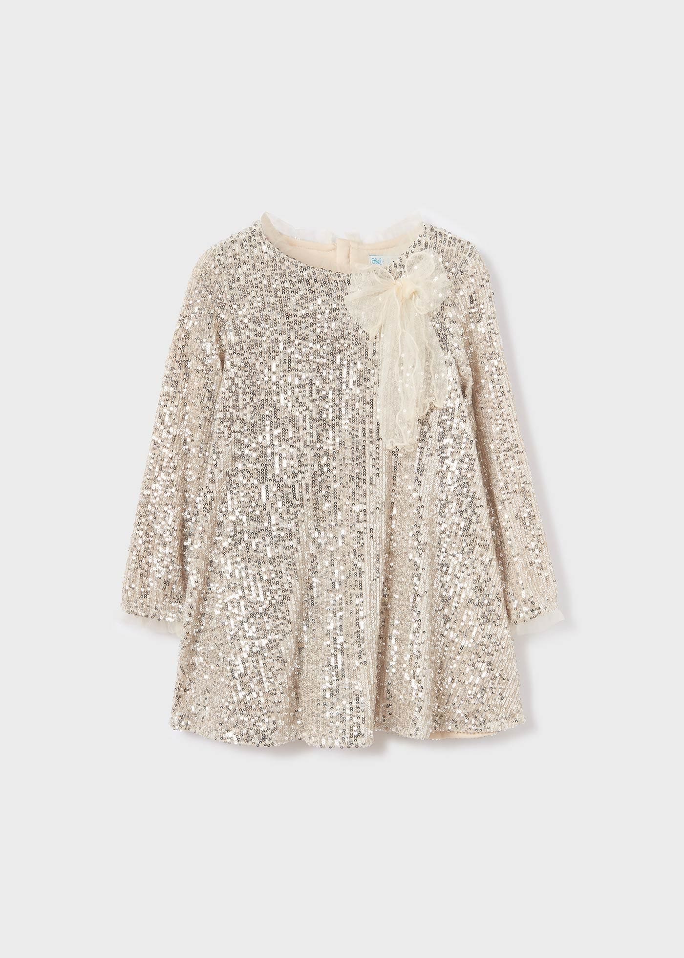 best dressed cannes film festival Ivory/Silver Sequins V Back & Bow Girls Dress – Kid's Dream main image 1