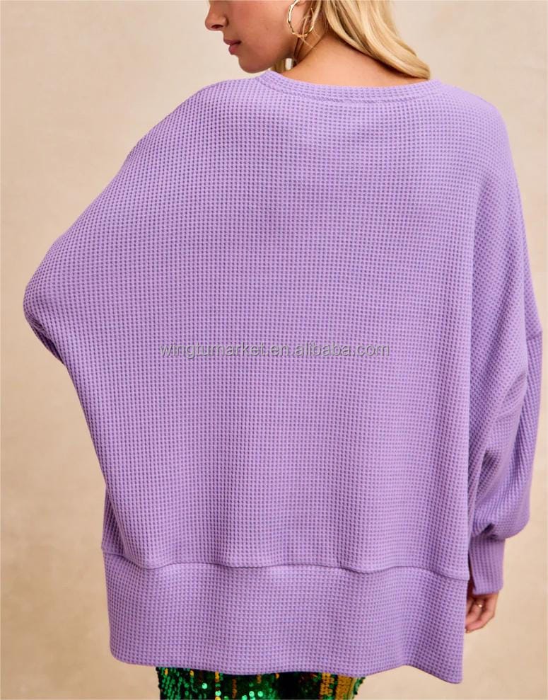 Mardi Gras Long Sleeve Waffle Top main image 1