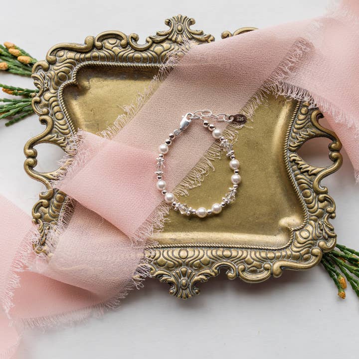 pearl and stone baby bracelet